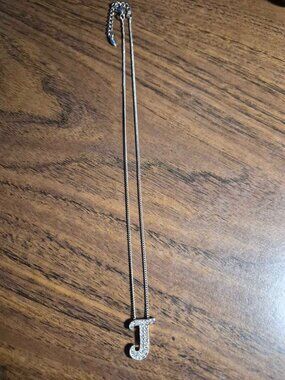 Vintage MONET 1980s Rhinestone Block Initial "J" Pendant Necklace – Excellent Co